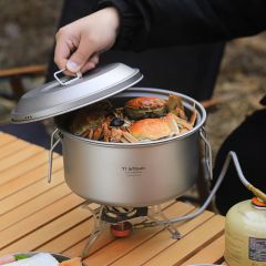 Ti artisan鈦工匠純鈦戶外蒸鍋大容量湯鍋露營(yíng)鍋具帶蒸架野營(yíng)火鍋泡面鍋套裝 2.8L純鈦蒸鍋